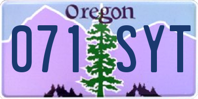 OR license plate 071SYT