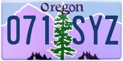 OR license plate 071SYZ