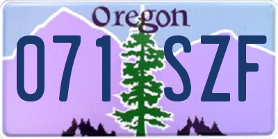 OR license plate 071SZF