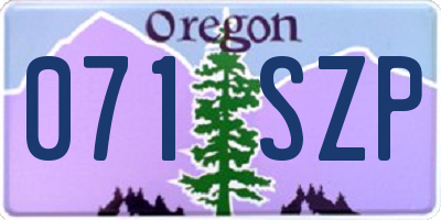 OR license plate 071SZP