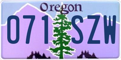 OR license plate 071SZW