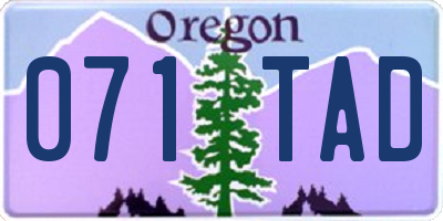 OR license plate 071TAD