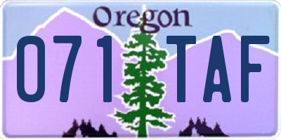 OR license plate 071TAF
