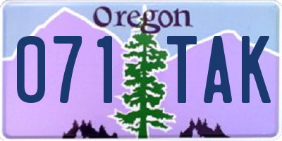 OR license plate 071TAK