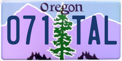 OR license plate 071TAL