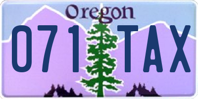 OR license plate 071TAX