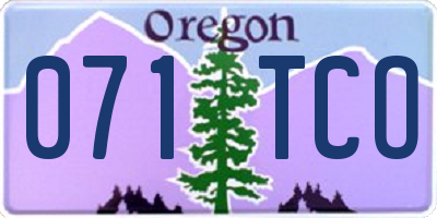 OR license plate 071TCO