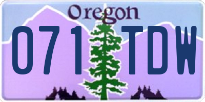 OR license plate 071TDW