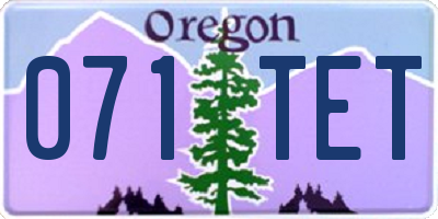 OR license plate 071TET