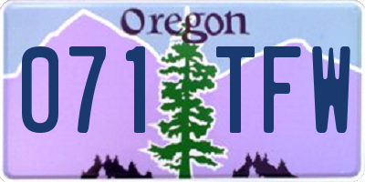 OR license plate 071TFW