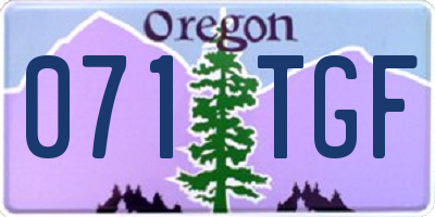 OR license plate 071TGF