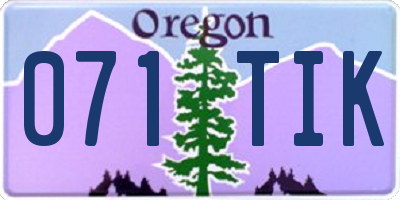OR license plate 071TIK