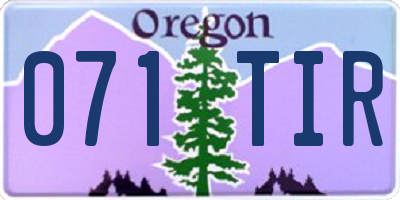 OR license plate 071TIR