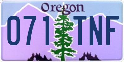 OR license plate 071TNF