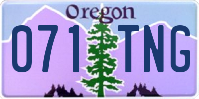 OR license plate 071TNG