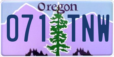 OR license plate 071TNW