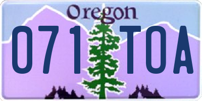 OR license plate 071TOA