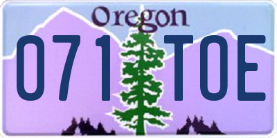 OR license plate 071TOE