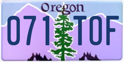 OR license plate 071TOF
