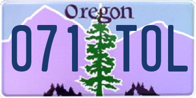 OR license plate 071TOL