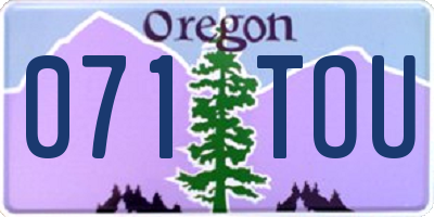 OR license plate 071TOU