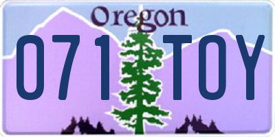 OR license plate 071TOY