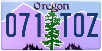 OR license plate 071TOZ