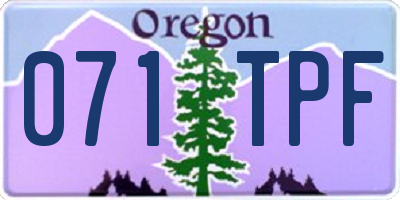 OR license plate 071TPF