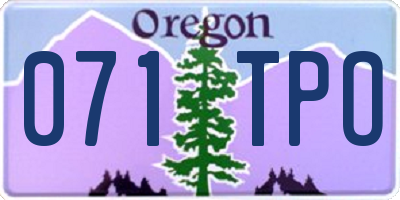 OR license plate 071TPO