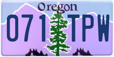 OR license plate 071TPW
