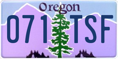 OR license plate 071TSF