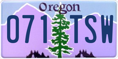 OR license plate 071TSW
