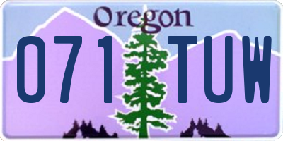 OR license plate 071TUW