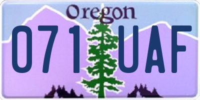 OR license plate 071UAF