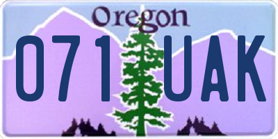 OR license plate 071UAK
