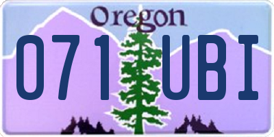 OR license plate 071UBI