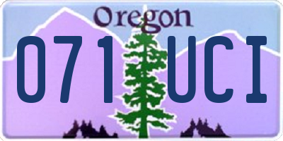 OR license plate 071UCI