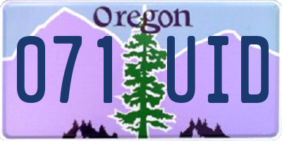 OR license plate 071UID