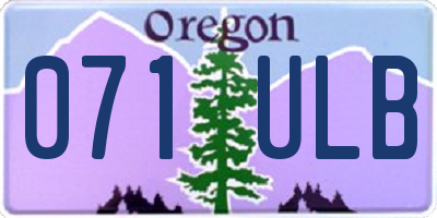 OR license plate 071ULB