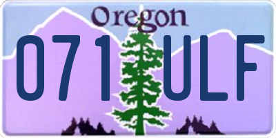 OR license plate 071ULF