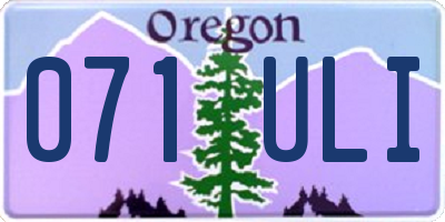 OR license plate 071ULI