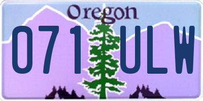 OR license plate 071ULW