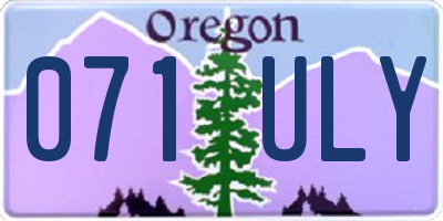 OR license plate 071ULY