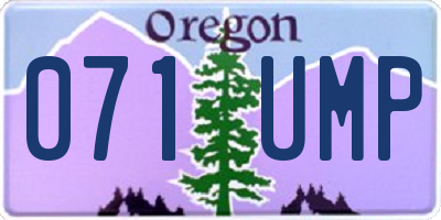 OR license plate 071UMP
