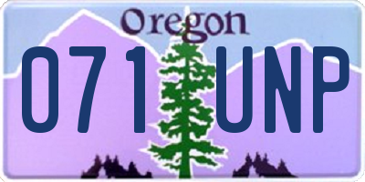 OR license plate 071UNP