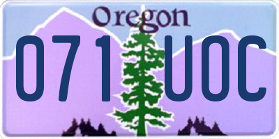 OR license plate 071UOC