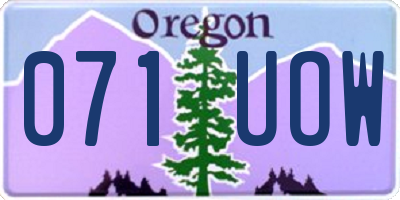 OR license plate 071UOW