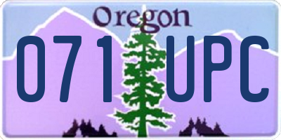 OR license plate 071UPC