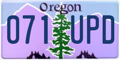 OR license plate 071UPD