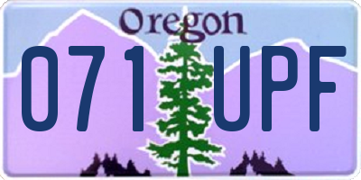 OR license plate 071UPF